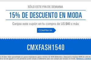 eBay: Cupon de Descuento de 15% en Moda comprando $40 DLS en adelante