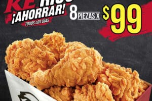 Promoción KFC: 8 piezas de pollo a $99 ahora todos los días