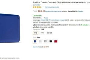 Amazon: Disco Duro Toshiba Canvio 1 TB $840