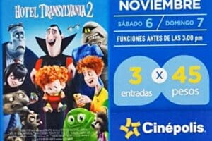 Cinépolis: 3 boletos por $45 para Película «Hotel Transylvania 2»