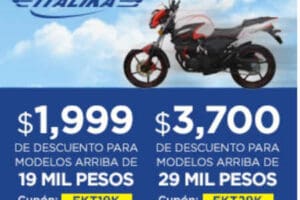 Elektra: Cupones de descuento Hasta $3,700 en motos Italika
