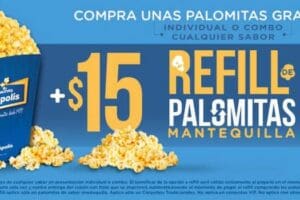 Cinépolis: Refill de palomitas grandes a $15 pesos