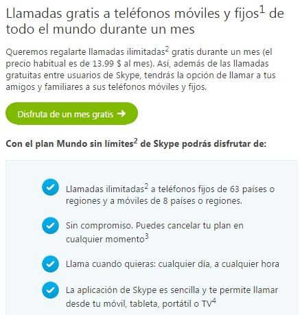 Skype: Llamadas gratis a teléfonos fijos y móviles durante un mes