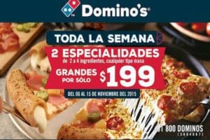 Ofertas del Buen Fin 2015 en Domino’s Pizza: Todas las Pizzas Grandes a $199