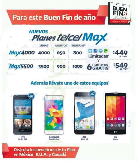 Ofertas del Buen Fin 2015 en Telcel: Nuevos planes Telcel Max
