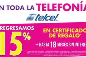 Suburbia: 15% en Certificado de Regalo en Telefonía Telcel