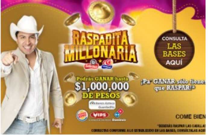 Promoción Raspadita Millonaria Sabritas  Gamesa gana 1 millón de pesos