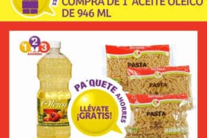 Soriana: gratis 3 pastas Soriana de 200 gr comprando un aceite Oleico de 946 ml