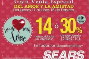 Sears: gran venta especial del amor y la amistad al 15 de febrero