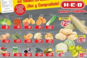 HEB: folleto de frutas y verduras del 15 al 17 de Marzo