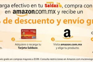 Amazon: cupón 15% de descuento y envio gratis con tarjeta Saldazo