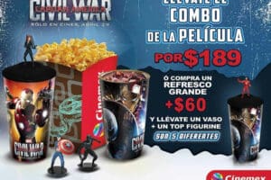 Cinemex: Combo Capitán America Civil War a $189