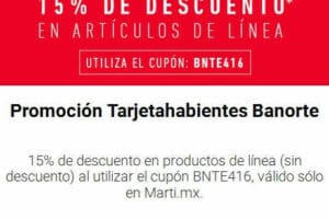 Martí: cupon 15% de descuento con Banorte