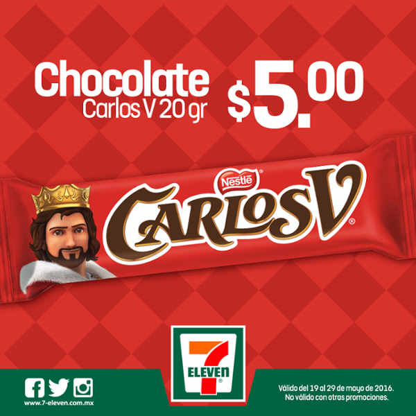 7-Eleven: chocolate Carlos V a $5 pesos