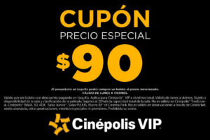 Cinépolis: cupón de boleto Cinépolis VIP a $90