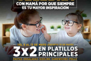 Promoción Applebee’s Día de las Madres: 3×2 en platillos principales
