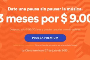 Spotify: 3 meses premium a $9 nuevos usuarios
