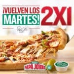 Papa John's Pizza 2×1 en pizzas los martes