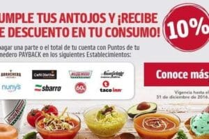 Promociones Monedero PayBack en Krispy Kreme, Sbarro, Diletto, Taco Inn y más