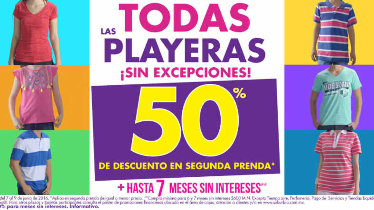 Suburbia: 50% de descuento en segunda compra de playeras