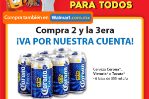 Walmart: 3×2 en six de cervezas tecate, corona o victoria