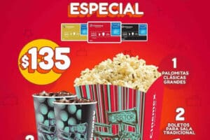 Lunes de combo especia en Cinemex: 2 boletos, palomitas y 2 refrescos grandes por $135