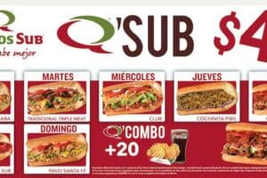 Promoción Quiznos Sub del Día por $44 + $20 en Combo