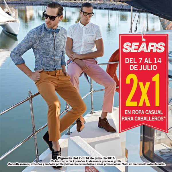 Sears: 2×1 en ropa casual para caballeros