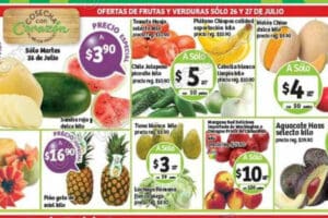Soriana: frutas y verduras 26 y 27 de julio