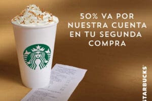Starbucks: 50% de descuento en segunda compra con tarjetas Banorte