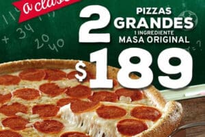 Domino’s Pizza: 2 pizzas grandes de 1 ingrediente a $189