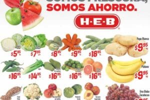 HEB: folleto de frutas y verduras del 16 al 18 de agosto