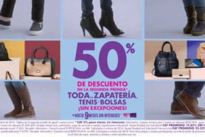 Suburbia: 50% de descuento en segunda compra de Zapatos, Tenis y Bolsas