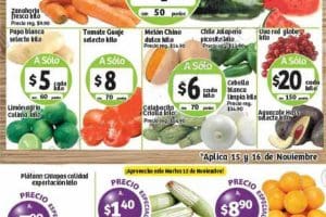 Ofertas de Frutas y Verduras Soriana 15 y 16 de Noviembre