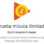 4 meses GRATIS de Google Play Música para nuevos Usuarios
