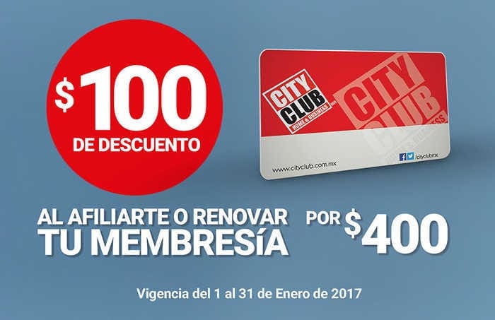 City Club: $100 de descuento al afiliarte o renovar tu membresia