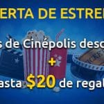 Undostres boletos de Cinepolis desde $45 más hasta $20 de regalo