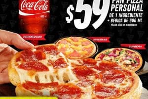 Pizza Hut: pan pizza personal más refresco de 600 ml a $59