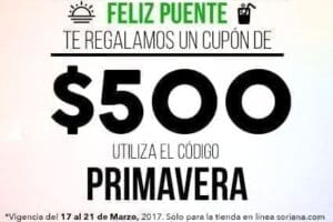 Soriana: cupón de $500 pesos y mas ofertas del 17 al 21 de marzo