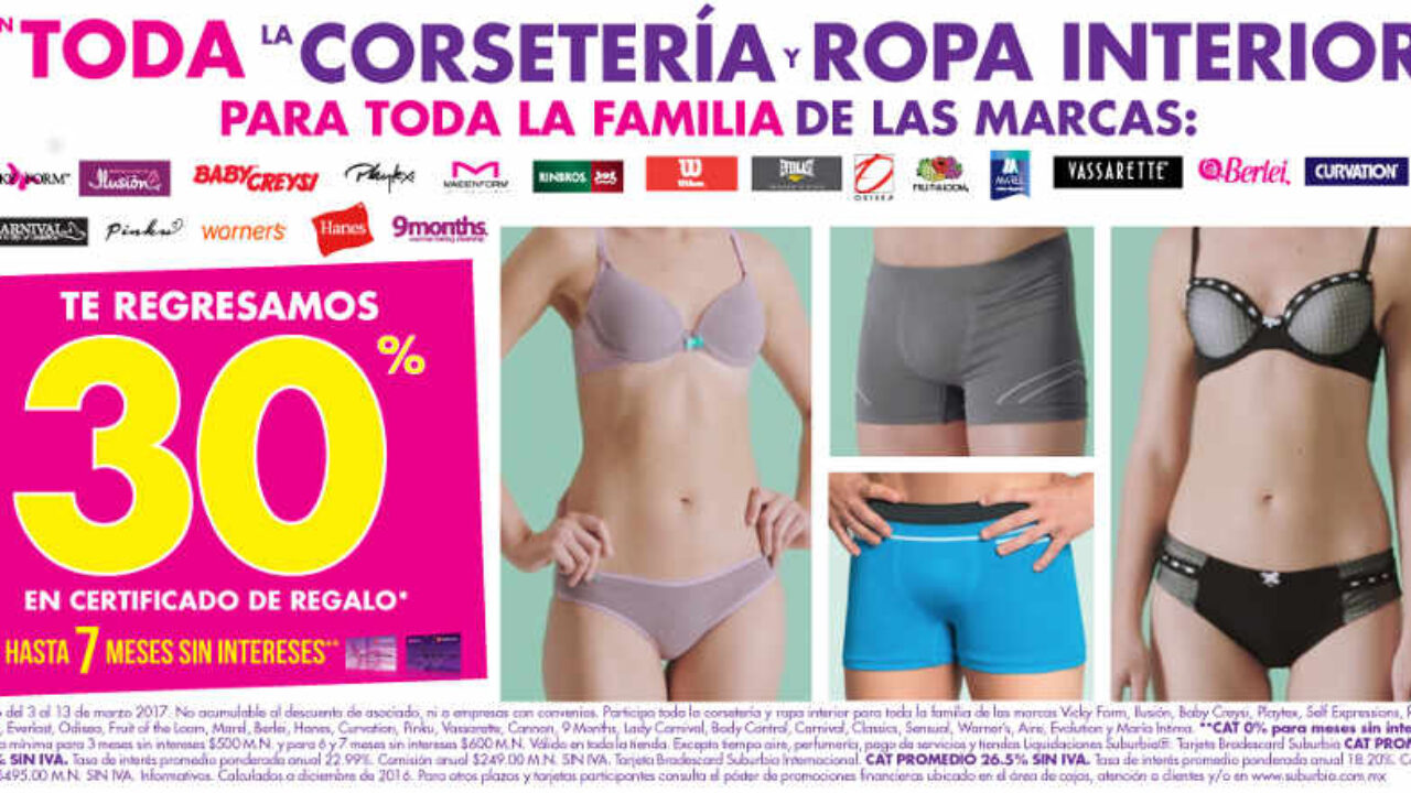 Suburbia: 30% de bonificación en corsetería y ropa interior del 3 al 13 de  Marzo