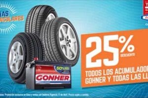 Famsa: 25% de descuento en llantas y baterías Gonher