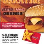 carls jr western bacon cheeseburger gratis