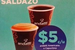 OXXO: café andatti mediano a $5 con tarjeta saldazo