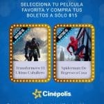 Cinépolis boletos a $15 Funciones Matiné de Transformers o Spiderman