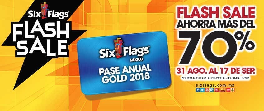 Six Flags: 70% de descuento en Pase anual GOLD 2018