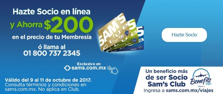 Sam's Club: $200 de descuento en membresía Sams online