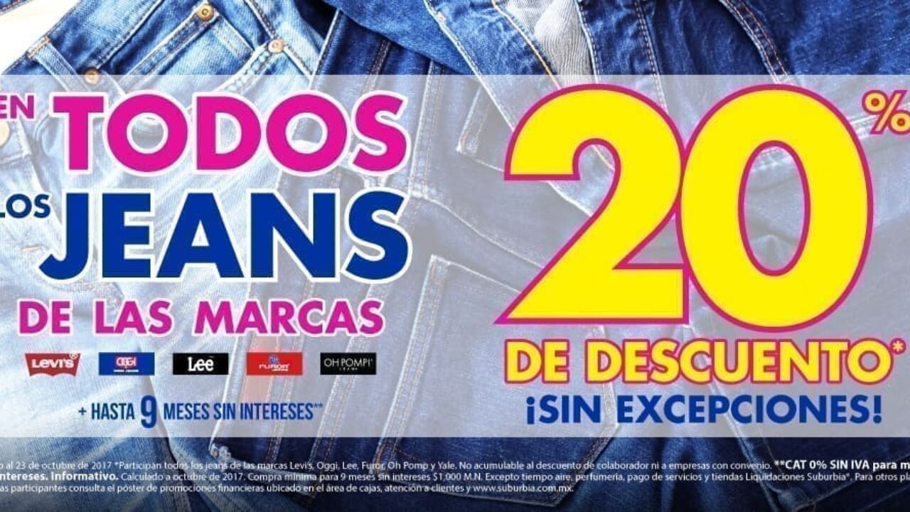 Suburbia: 20% de descuento en jeans Levis, Oggi, Lee, Furor, OhPomp y Yale