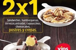 Noches de 2×1 en Vips: 2×1 en sándwiches, hamburguesas, cervezas, postres y más