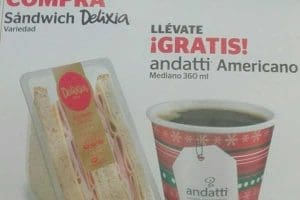 OXXO: Gratis Café Andatti Americano comprando Sandwiches Delixia