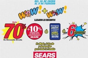 Sears: Hasta 70% de descuento + 10% adicional en Moda, Calzado y Accesorios